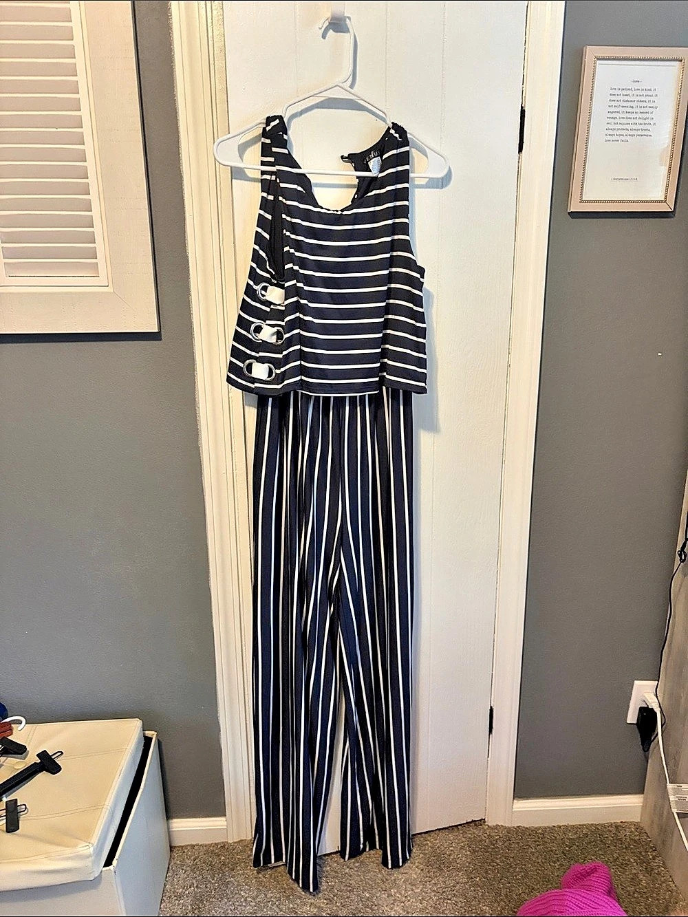 Striped Maxi Dress in Blue & White Like New